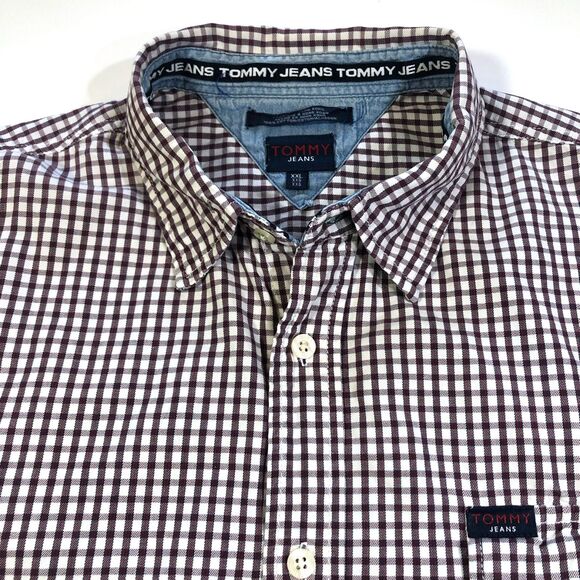 Tommy Jeans XXL Maroon Check Shirt Men - Picture 8 of 8